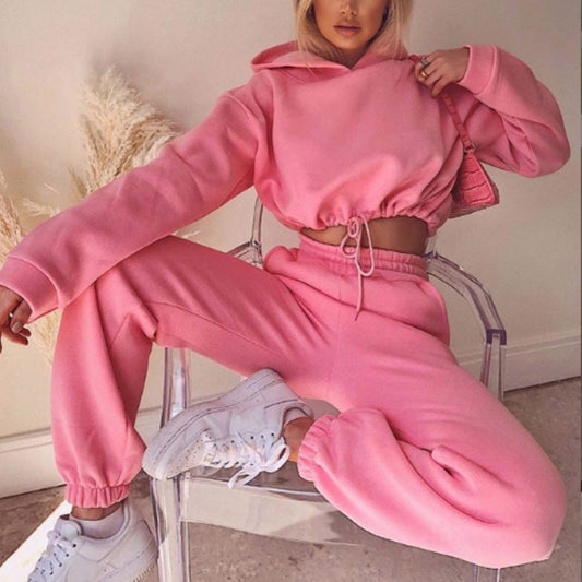 Jogging Suits For Women 2 Piece Sweatsuits Tracksuits Sexy Long Sleeve HoodieCasual Fitness Sportswear - Craftklart.store