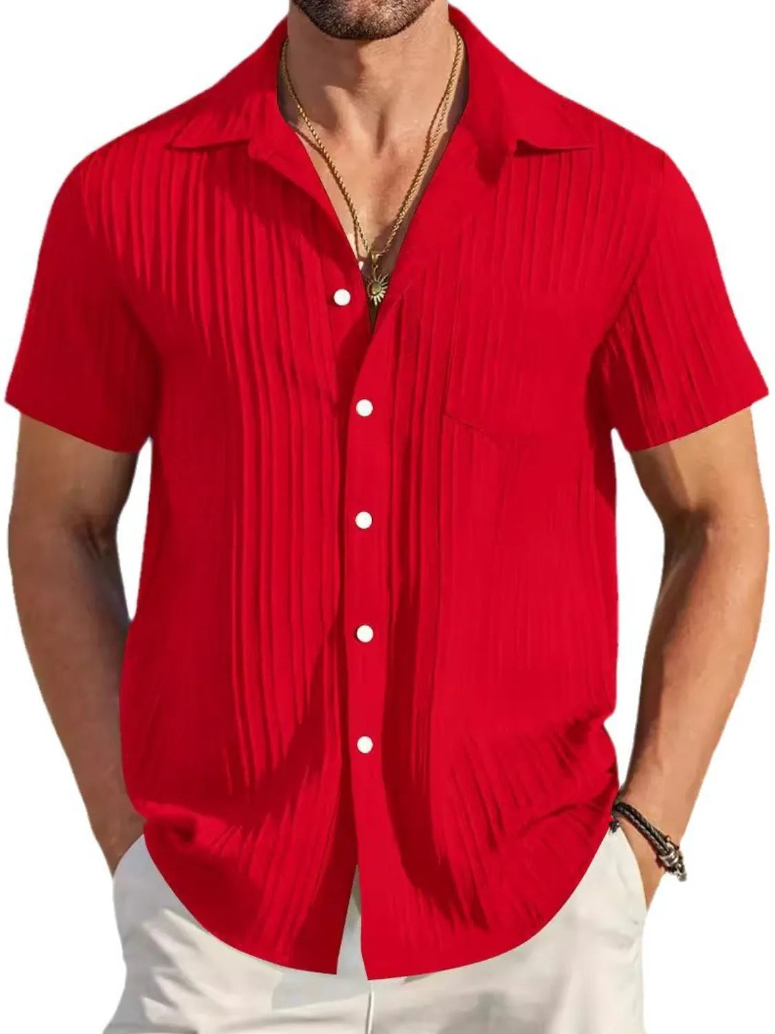 Men's Full Size Button Up Short Sleeve Shirt Plus Size - Premium Polo from Trendsi - Just $20.44! Shop now at Craftklart.store