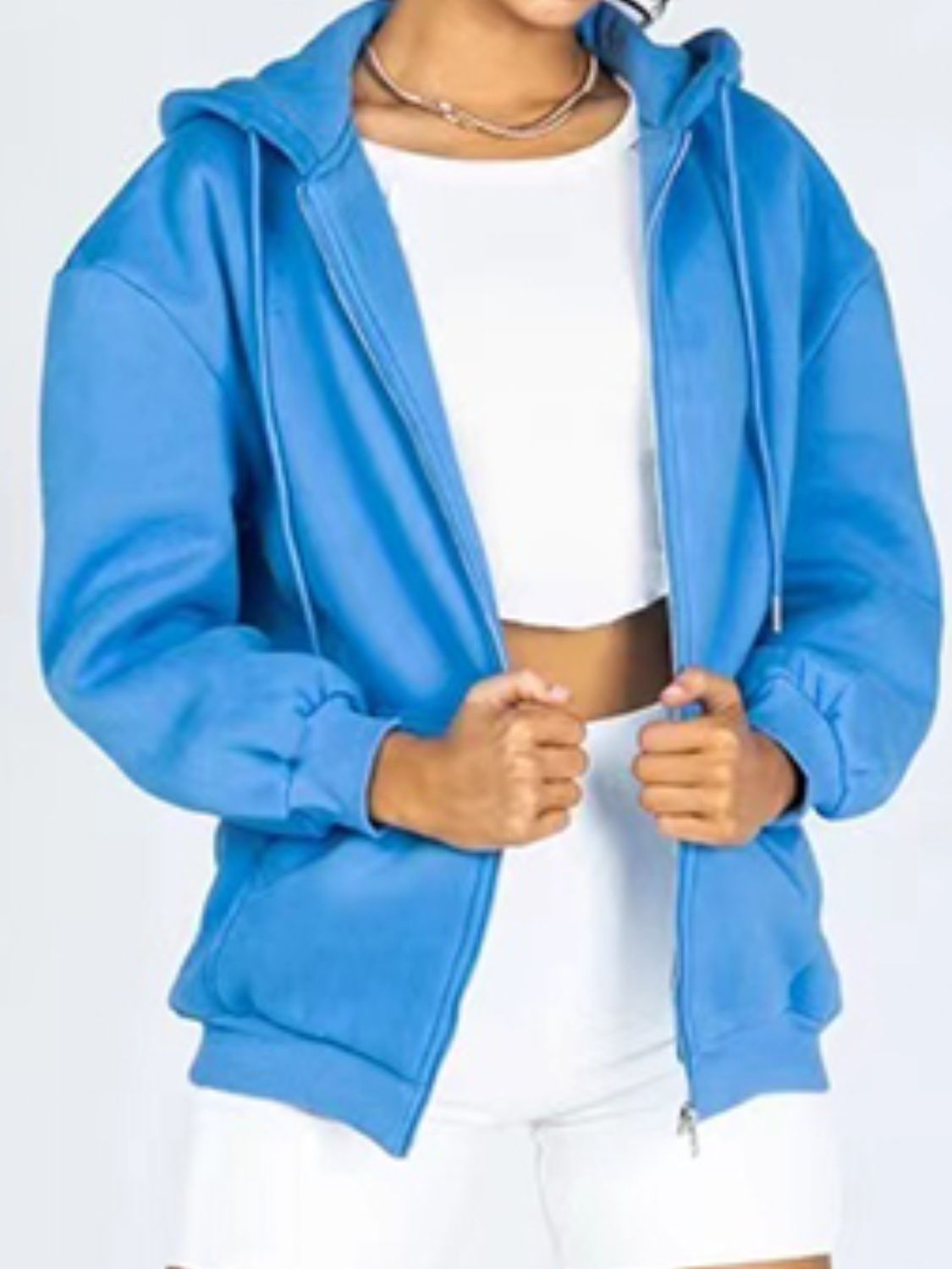 Women's Sumer Zip-Up Drawstring Hoodie - Premium Hoodie from Trendsi - Just $26.53! Shop now at Craftklart.store
