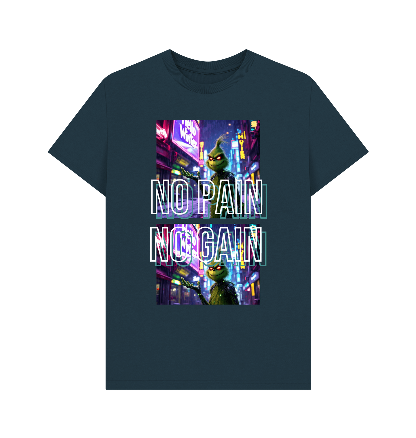 Denim Blue Printed T-shirt Front