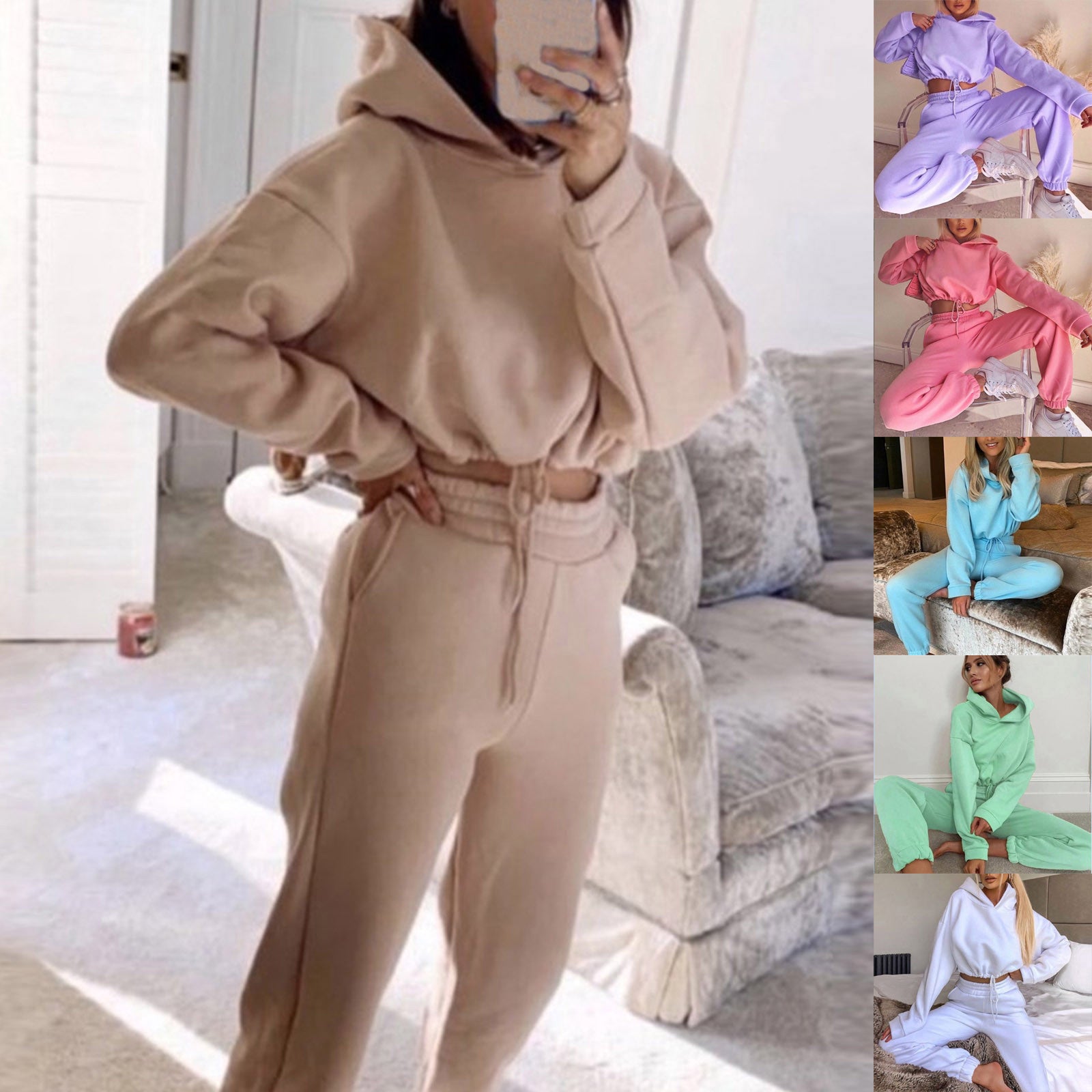 Jogging Suits For Women 2 Piece Sweatsuits Tracksuits Sexy Long Sleeve HoodieCasual Fitness Sportswear - Craftklart.store