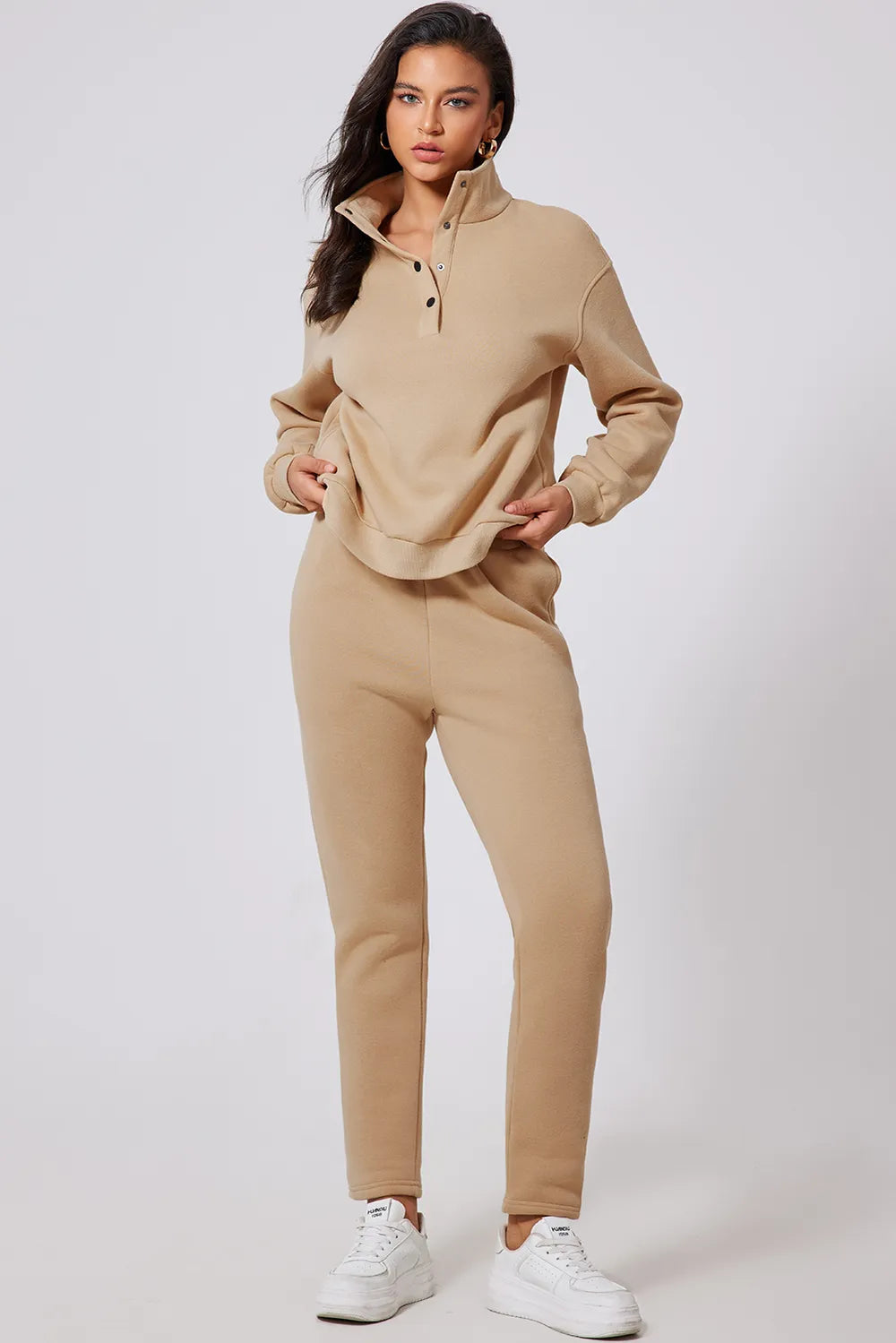 Half Snap Turtleneck Top and Pants Active Set - Premium Activewear from Trendsi - Just $47.48! Shop now at Craftklart.store