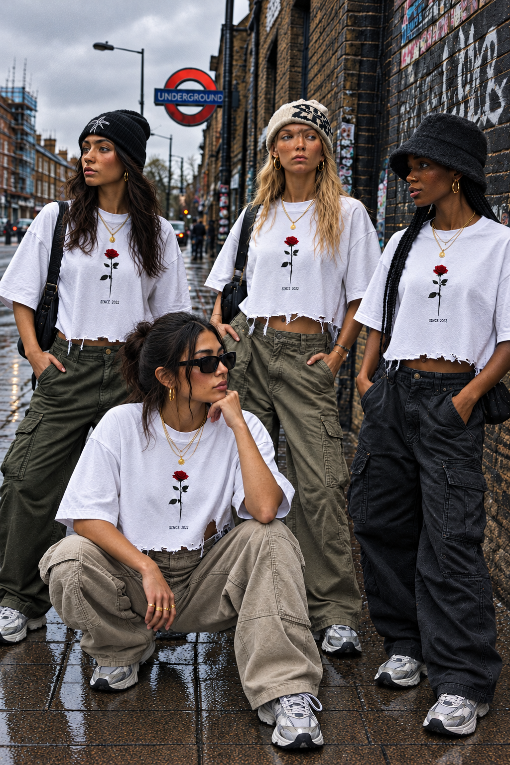 English Rose distressed boxy T-shirt by ODMPOD featuring a floral rose graphic on a relaxed fit, casual streetwear style