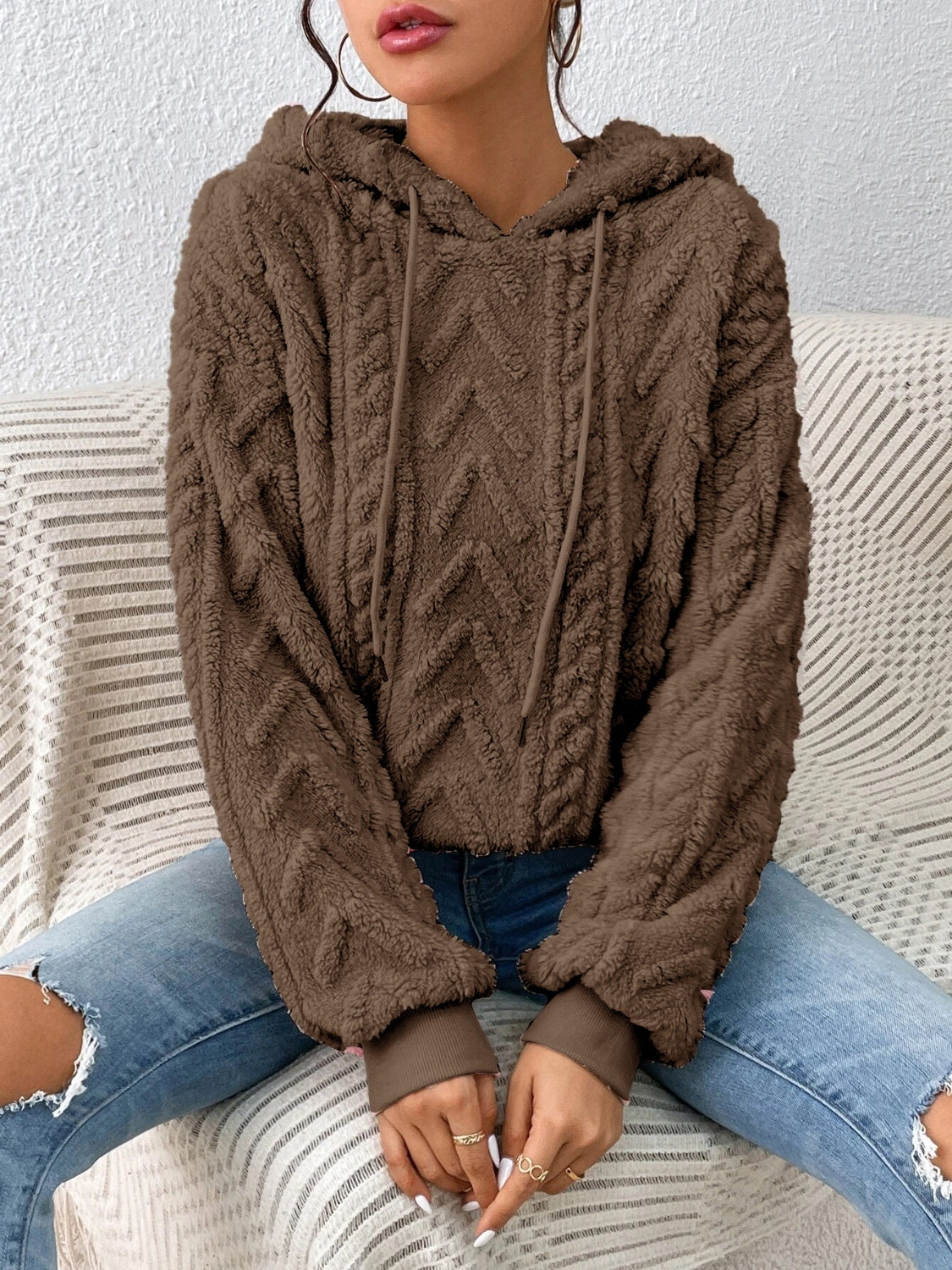 Drawstring Long Sleeve Hoodie - Premium Hoodies from Trendsi - Just $28.74! Shop now at Craftklart.store