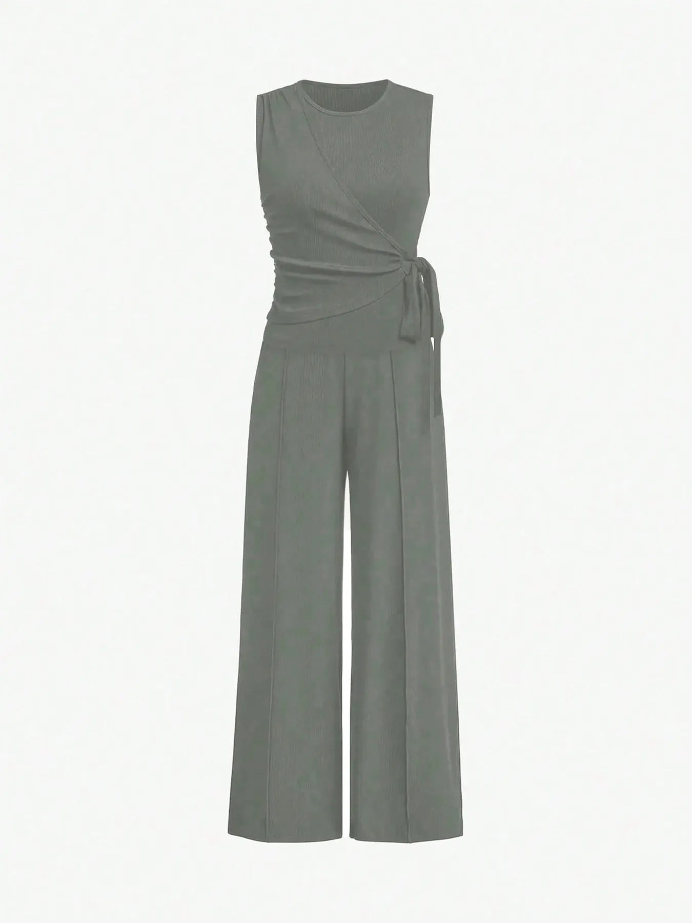 Round Neck Sleeveless Top and Pants Set - Premium Set from Trendsi - Just $34.94! Shop now at Craftklart.store