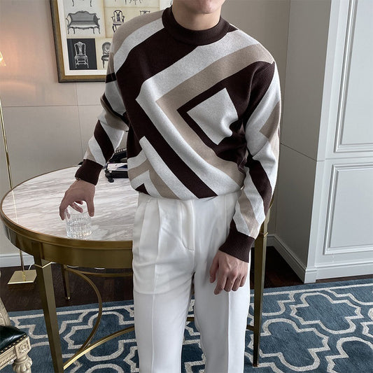 Personalized Trend Loose Round Neck Knit Men's Tops - Craftklart.store
