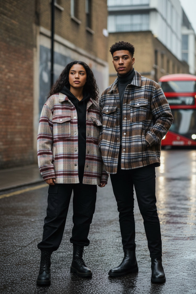 Craftklart Oversized Plaid Wool-Blend Coat — Colour Block Winter Jacket