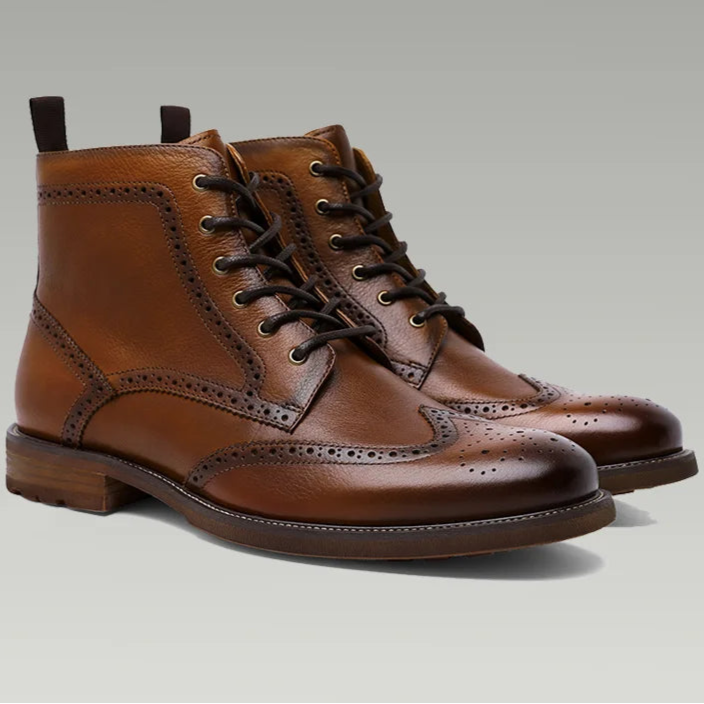Men's New Brogue Genuine Leather Fleece-lined Boots - Craftklart.store