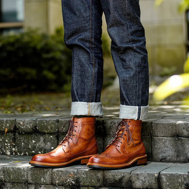 Handmade Men's Lace up Genuine Leather Chelsea Boots - Premium Boots from Craftklart Dropship - Just $132.24! Shop now at Craftklart.store