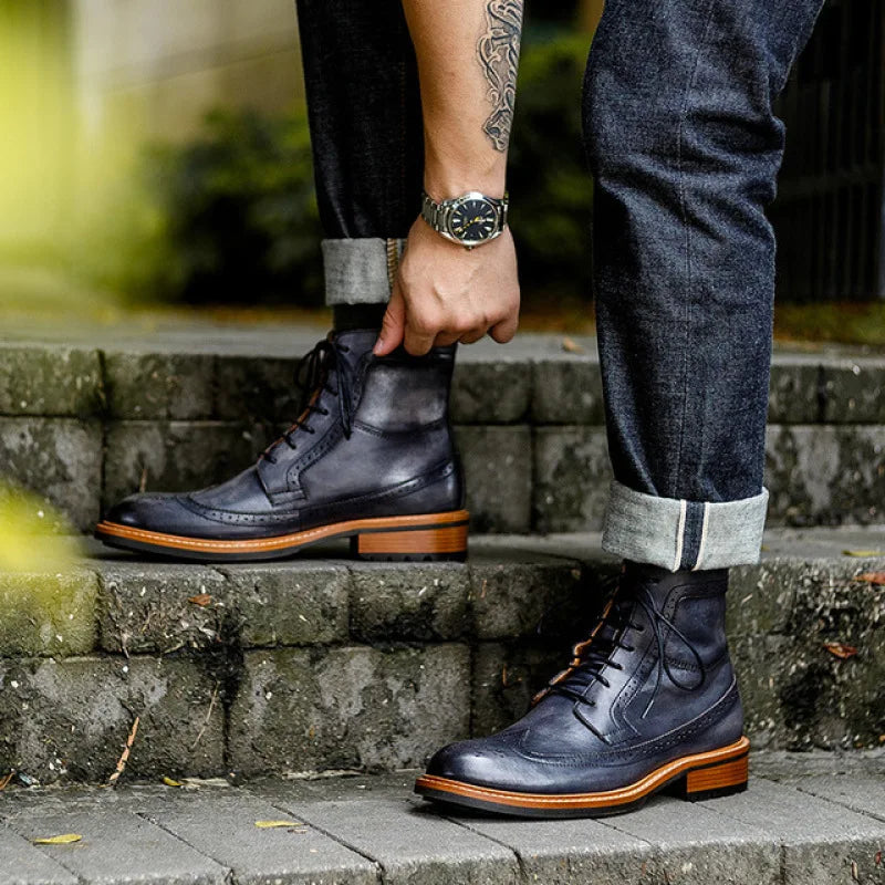 Handmade Men's Lace up Genuine Leather Chelsea Boots - Premium Boots from Craftklart Dropship - Just $132.24! Shop now at Craftklart.store