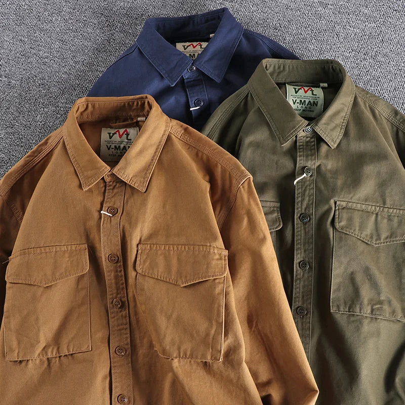 Urban Casual Cotton Work Safari Style Shirts Men