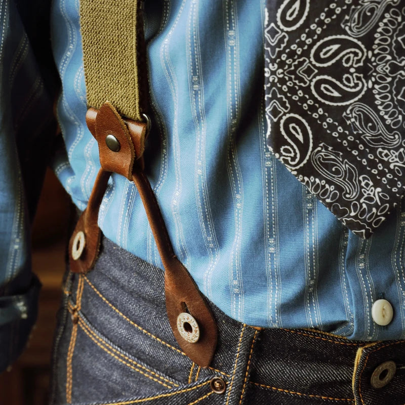BD-0001 Vintage Cowhide Spaghetti Flexible Shoulder Strap Suspenders - Craftklart.store