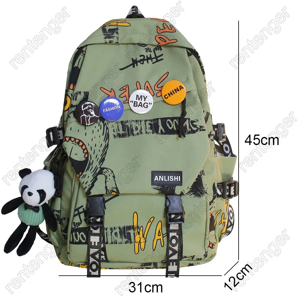Graffiti Pattern Harajuku Styled Backpack - Premium Backpack from Craftklart.store - Just $22! Shop now at Craftklart.store