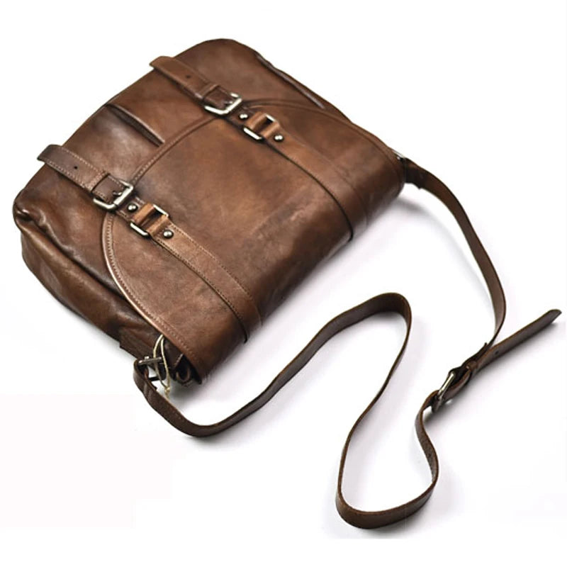 Men's Leather Urban Casual Messenger Bag Vintage Brown - Craftklart.store