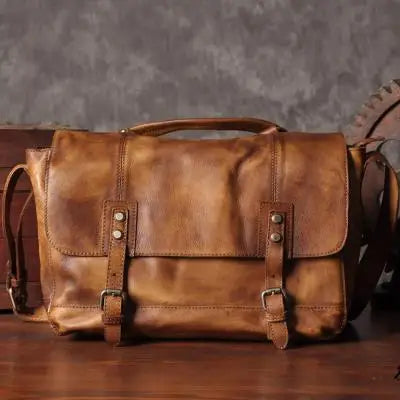 Men's Vintage Style Genuine Leather Messenger Bag - Premium Crossbody Bag from Craftklart Dropship - Just $109! Shop now at Craftklart.store
