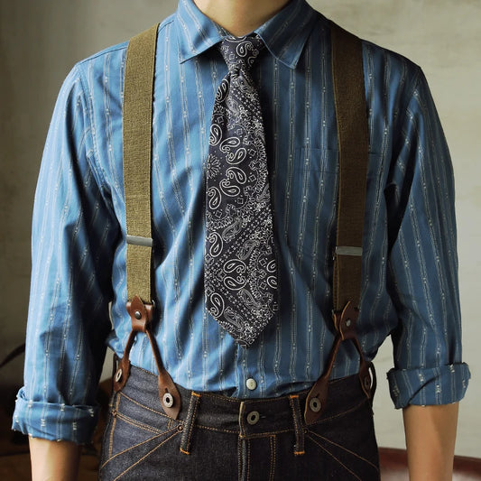 BD-0001 Vintage Cowhide Spaghetti Flexible Shoulder Strap Suspenders - Craftklart.store