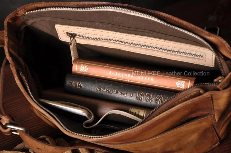 Men's Vintage Style Genuine Leather Messenger Bag - Premium Crossbody Bag from Craftklart Dropship - Just $109! Shop now at Craftklart.store