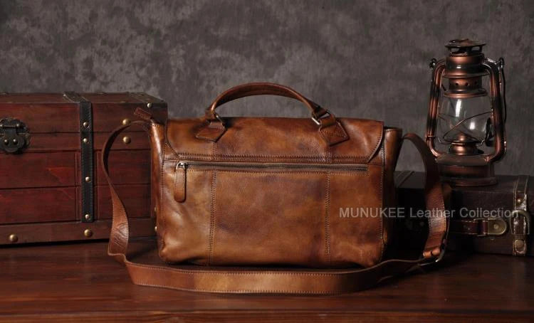 Men's Vintage Style Genuine Leather Messenger Bag - Premium Crossbody Bag from Craftklart Dropship - Just $109! Shop now at Craftklart.store