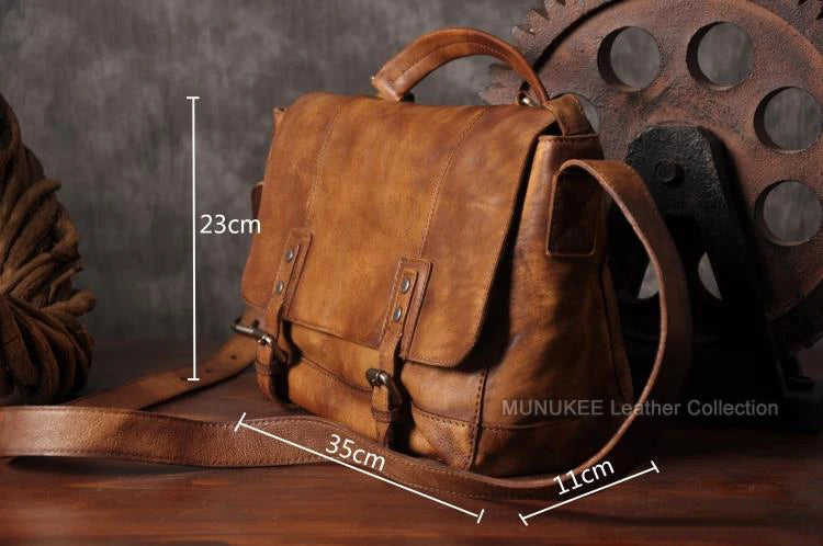Men's Vintage Style Genuine Leather Messenger Bag - Premium Crossbody Bag from Craftklart Dropship - Just $109! Shop now at Craftklart.store