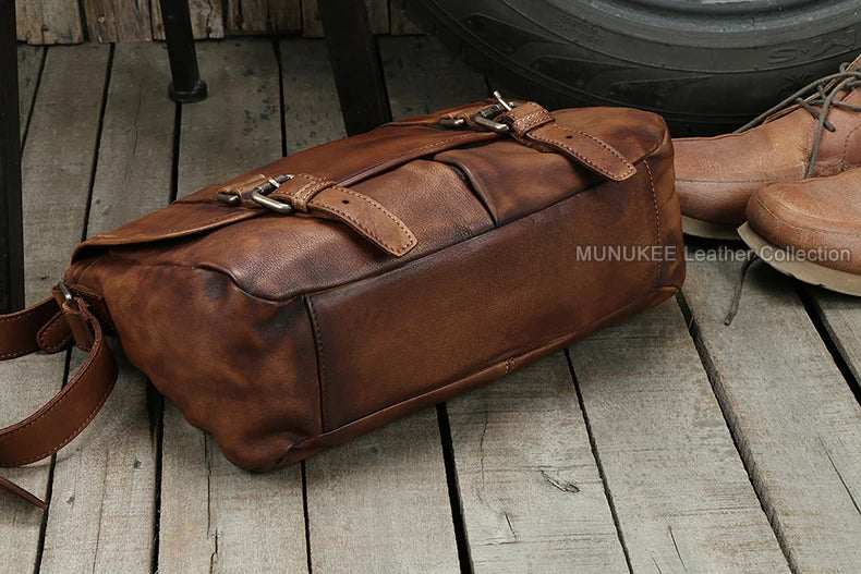 Men's Leather Urban Casual Messenger Bag Vintage Brown - Craftklart.store