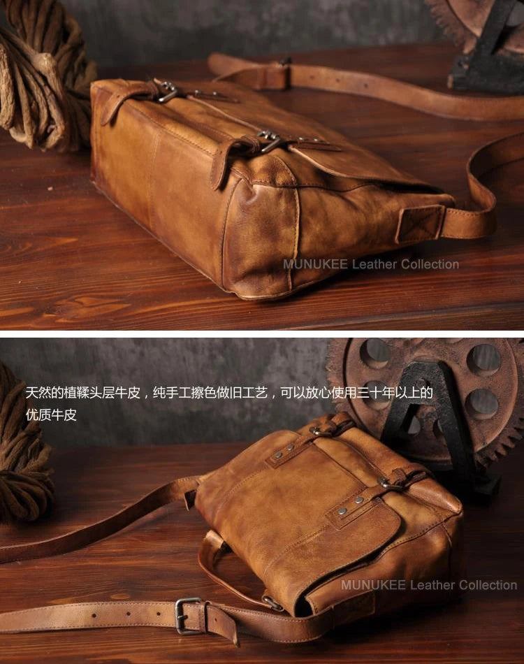 Men's Vintage Style Genuine Leather Messenger Bag - Premium Crossbody Bag from Craftklart Dropship - Just $109! Shop now at Craftklart.store