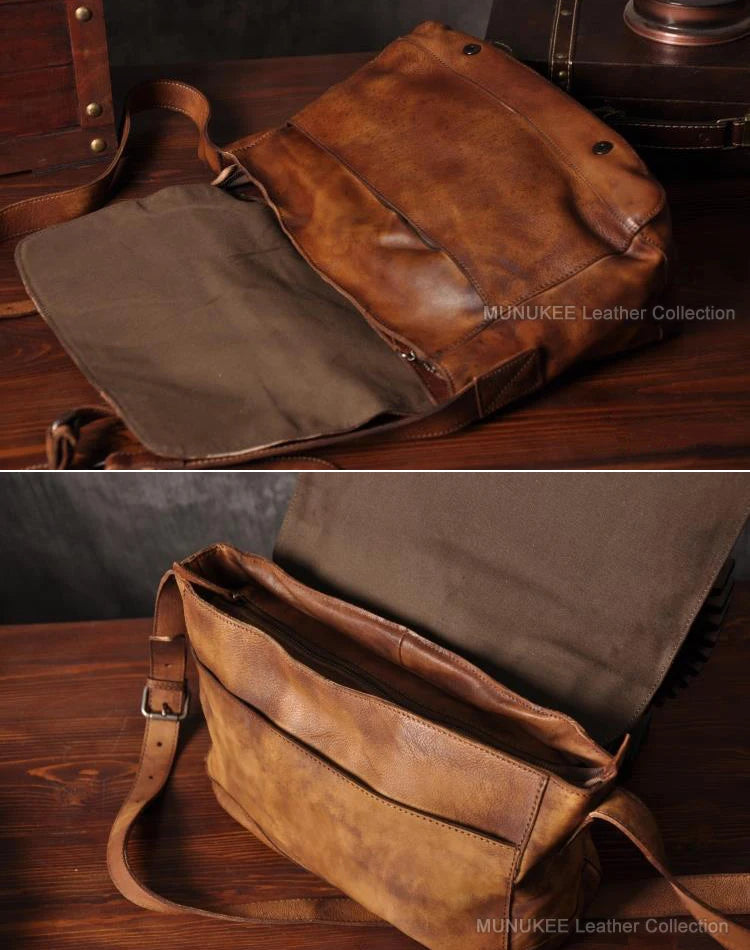 Men's Vintage Style Genuine Leather Messenger Bag - Premium Crossbody Bag from Craftklart Dropship - Just $109! Shop now at Craftklart.store