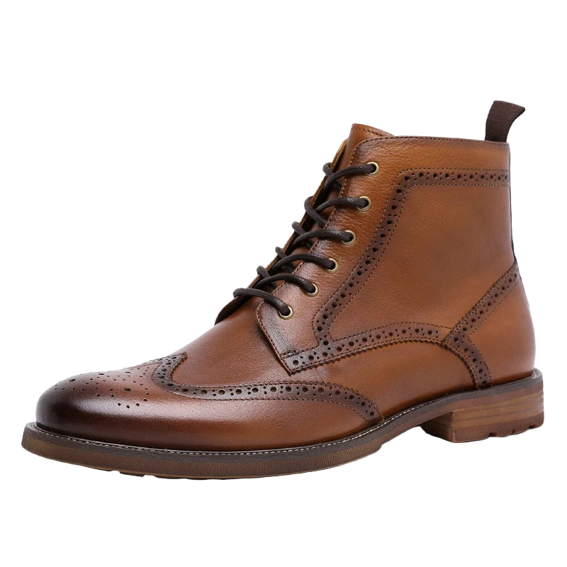 Men's New Brogue Genuine Leather Fleece-lined Boots