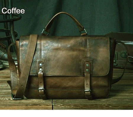 Men's Vintage Style Genuine Leather Messenger Bag - Premium Crossbody Bag from Craftklart Dropship - Just $109! Shop now at Craftklart.store