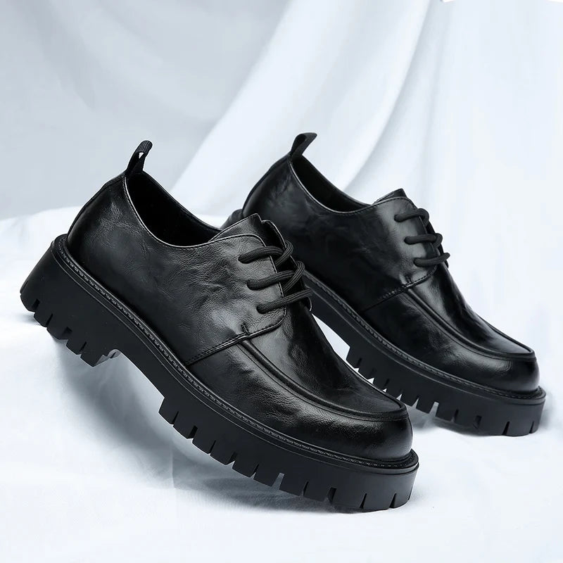 Urban Casual Men's Genuine Leather British Style Thick Bottom Work Shoes