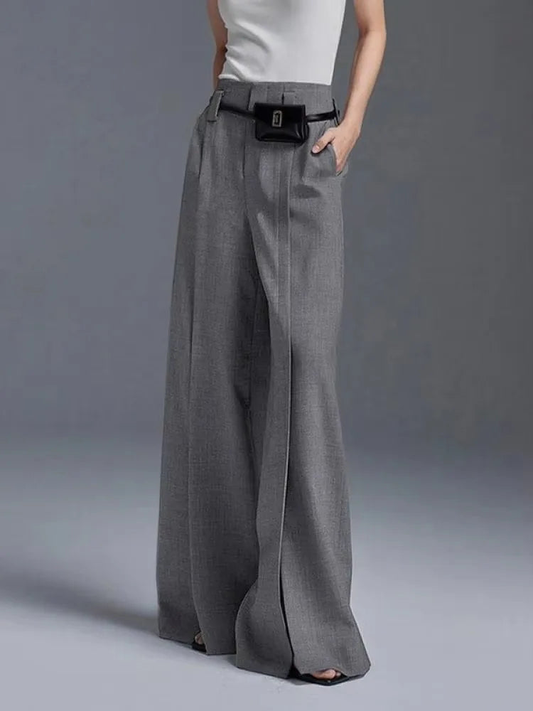 Urban Female Suit Straight High-Waist Pleated Split-Front Trousers - Premium Pants from Craftklart Dropship - Just $36.24! Shop now at Craftklart.store