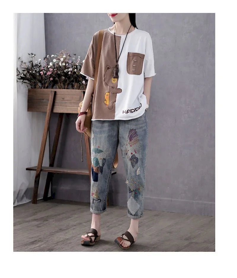 Women's Cotton Summer Round Neck T-Shirt - Premium T-Shirt from Craftklart Dropship - Just $18! Shop now at Craftklart.store
