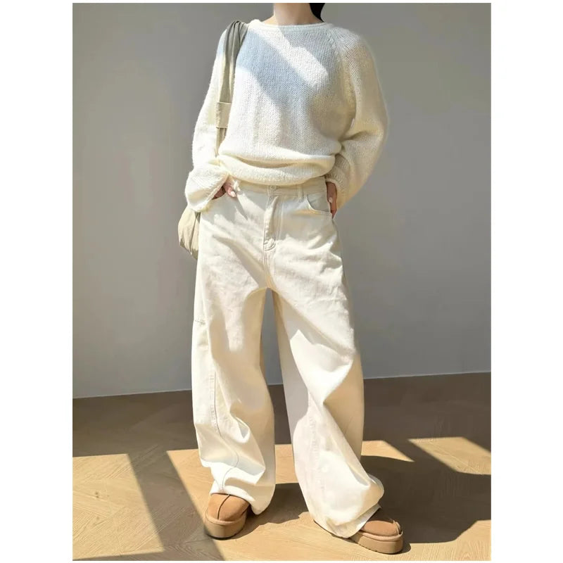 Women Y2K Hip Hop Off White Vintage High Waisted Jeans - Premium Jeans from Craftklart Dropship - Just $33.21! Shop now at Craftklart.store
