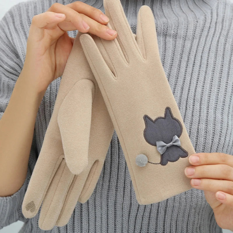 Women Keep Warm Touch Screen Cute Lovely Soft Gloves