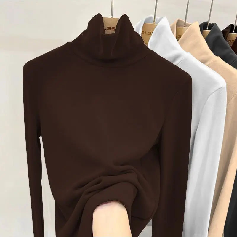 Solid Color Turtleneck Pullover