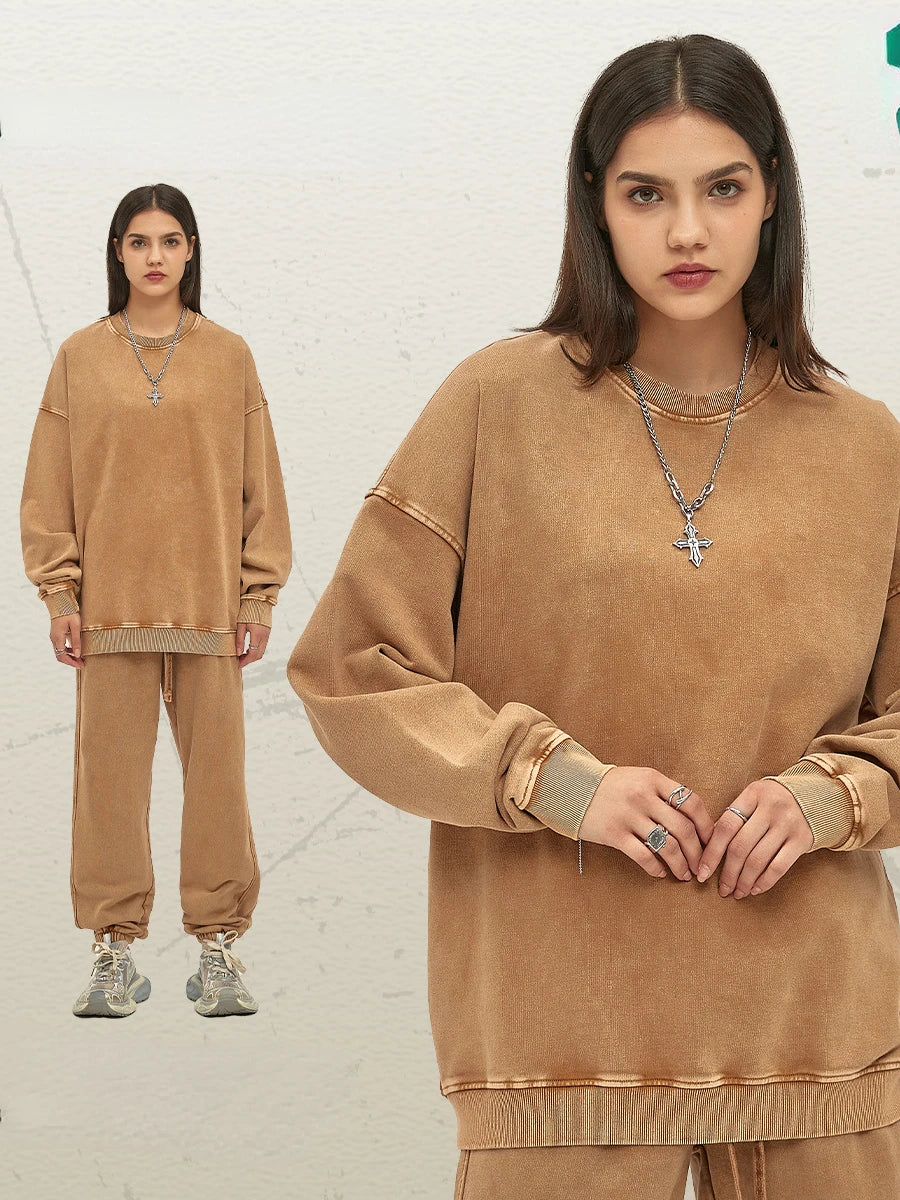 Sumuyoo Thin Round Neck Hoodie Pants Suits Women Chaopai Wash Water Guard Clothes Fashion Sports Pullover Oversized Couple Set - Premium from Craftklart.store - Just $36.69! Shop now at Craftklart.store