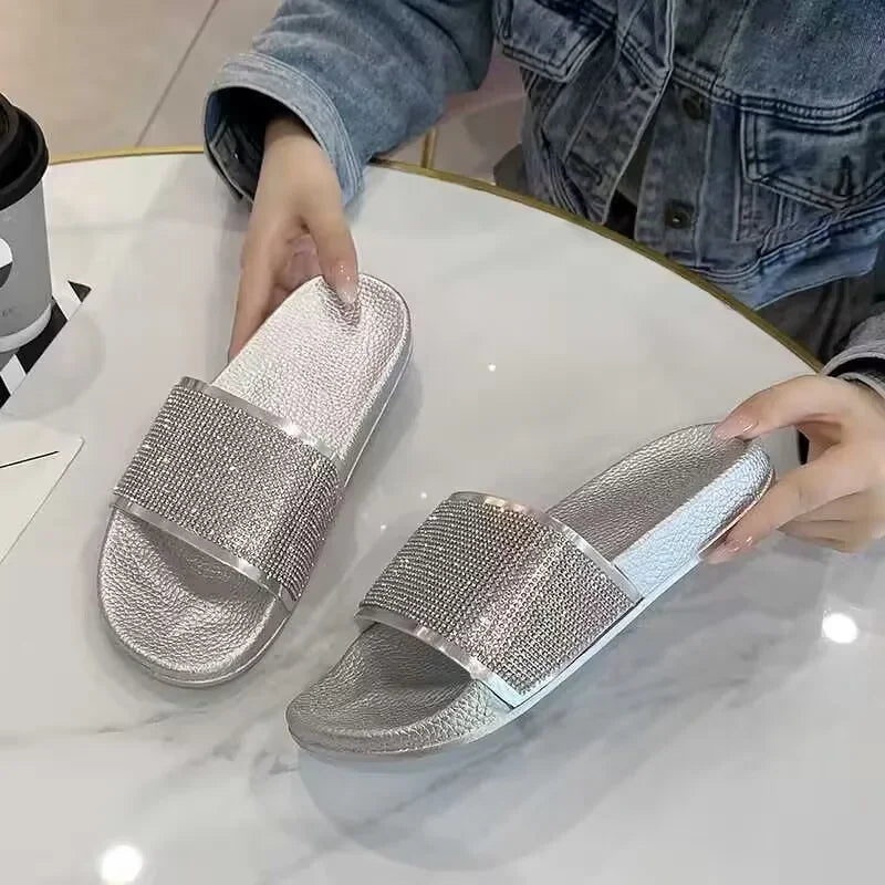 Female Summer Rhinestone Slippers - Premium Slippers from Craftklart.store - Just $18.45! Shop now at Craftklart.store