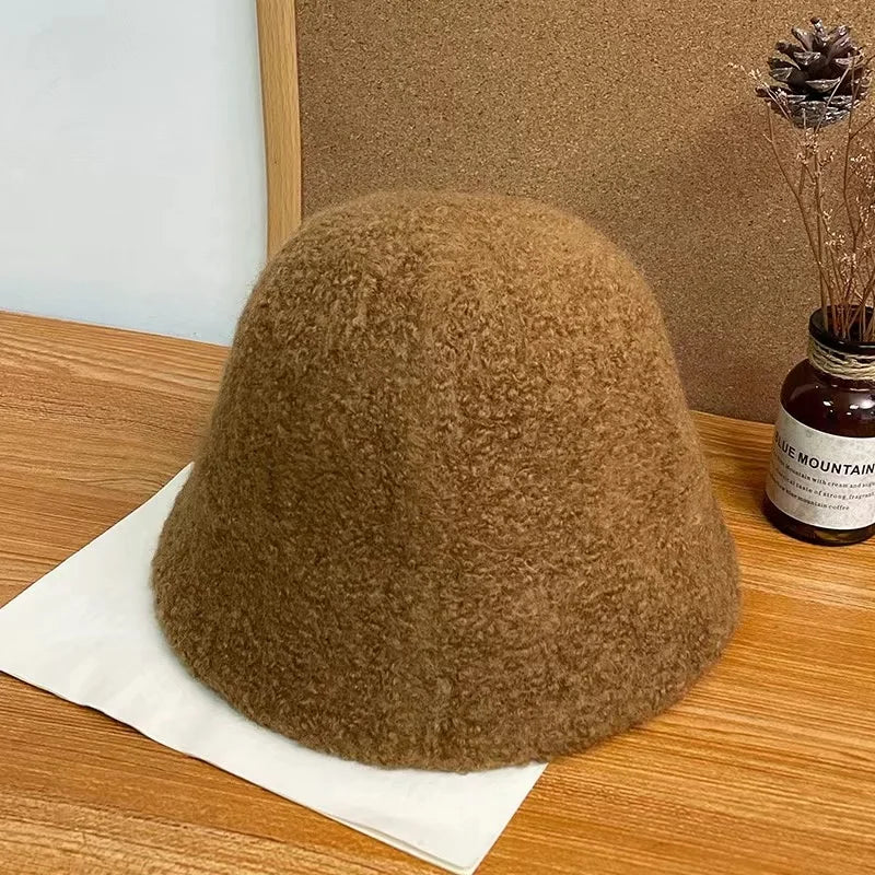 Simple Wool Bucket Hat for Women