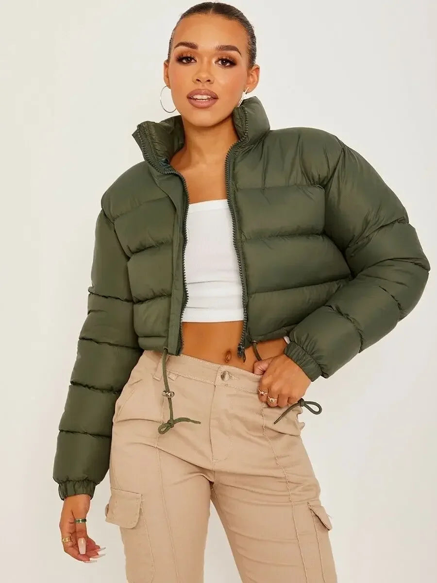 Winter Parkas Outwear Casual Down Cotton Coat Zipper Trend Bread Coat Women Long Sleeve Keep Warm Fashion Short Parkas Jackets
