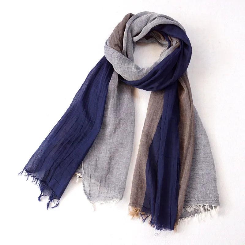 Men's Designer Patchwork Cotton Linen Scarf - Premium Scarves from Craftklart Dropship - Just $3.99! Shop now at Craftklart.store