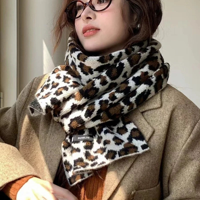 New Fashion Luxury Designer Winter Leopard Print Scarf Women Keep Warm Thickened  Imitation Cashmere Lady High Quality Wrap - Craftklart.store