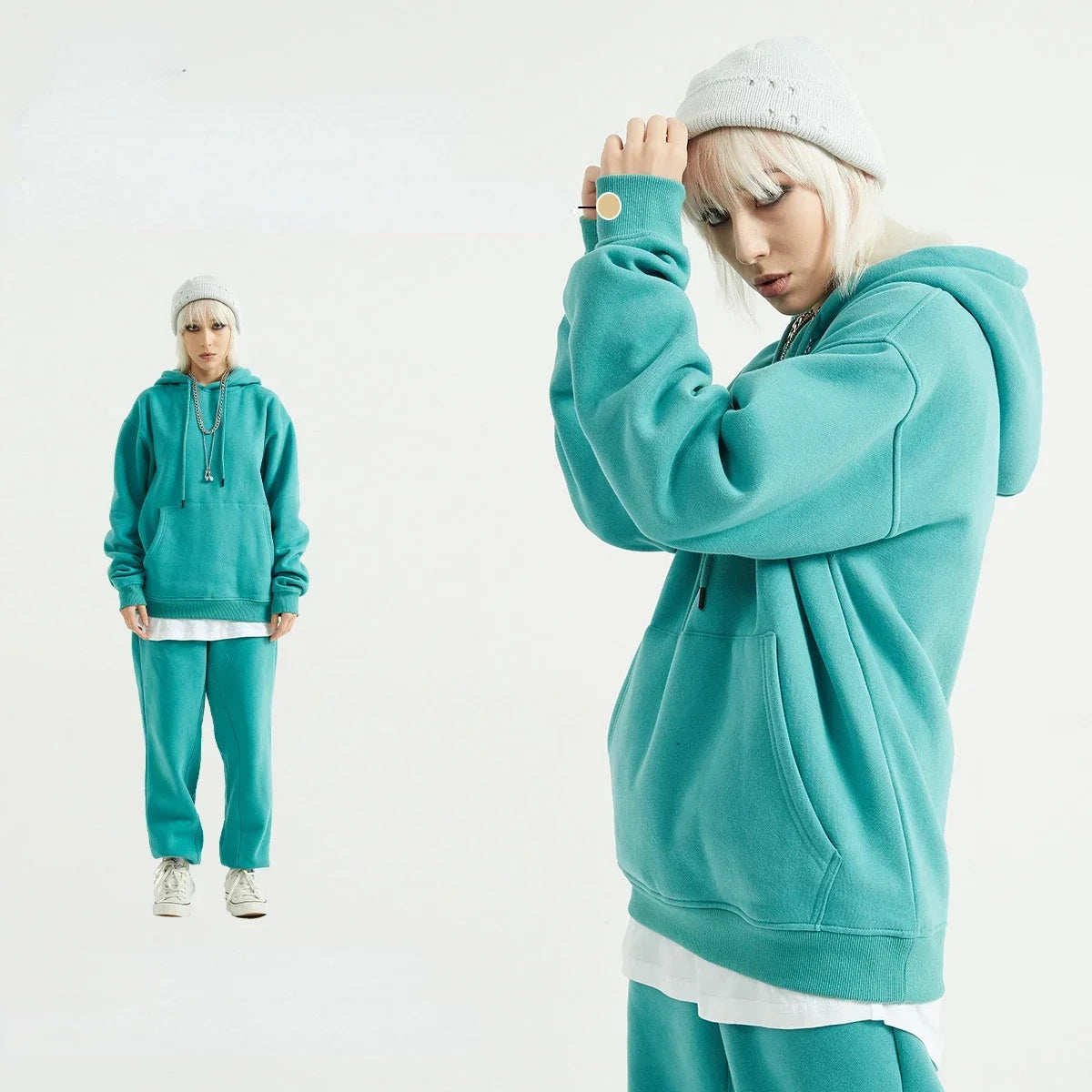 Sumuyoo Fashion Hoodies Set Women Sweatshirt Oversized Hoodies Female Warm Sporty Jacket Solid Color Plush Couple Pullovers - Premium from Craftklart.store - Just $34.69! Shop now at Craftklart.store