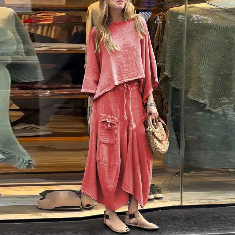 Loose Casual Solid Cotton Linen 2 Piece Sets Women - Premium Set from Craftklart Dropship - Just $28.08! Shop now at Craftklart.store