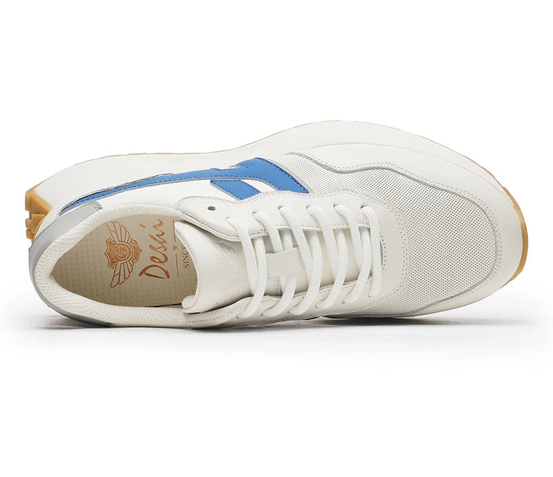 Men's Urban Styled Real Leather Light Laces Up Breathable Sneakers