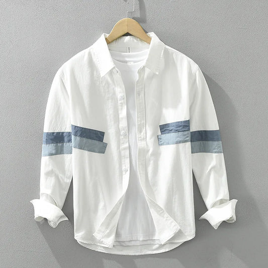 Men's Spring New Casual Patchwork 100% Cotton Long Sleeve Shirts - Premium Shirt from Craftklart Dropship - Just $32.11! Shop now at Craftklart.store