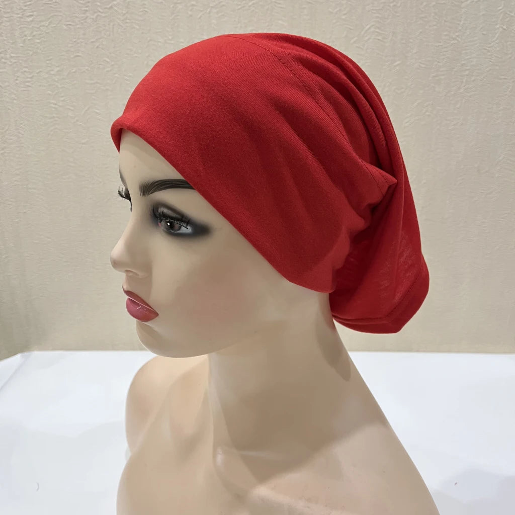 Traditional Ladies Pure Color Stretch Head Scarf Under Hijab Bonnet