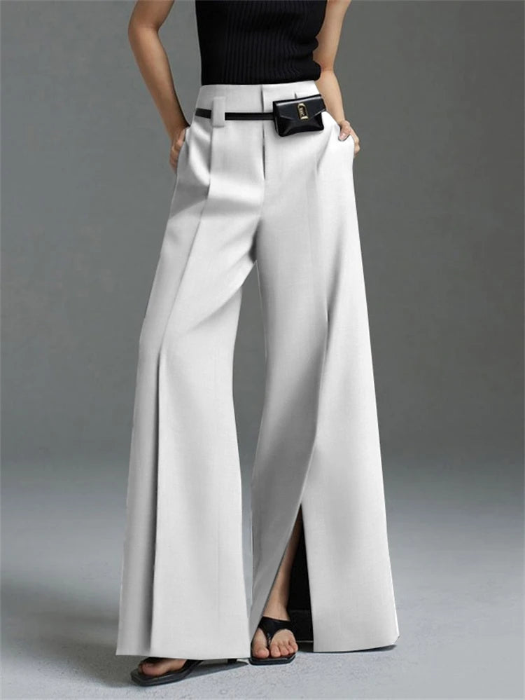 Urban Female Suit Straight High-Waist Pleated Split-Front Trousers - Premium Pants from Craftklart Dropship - Just $36.24! Shop now at Craftklart.store