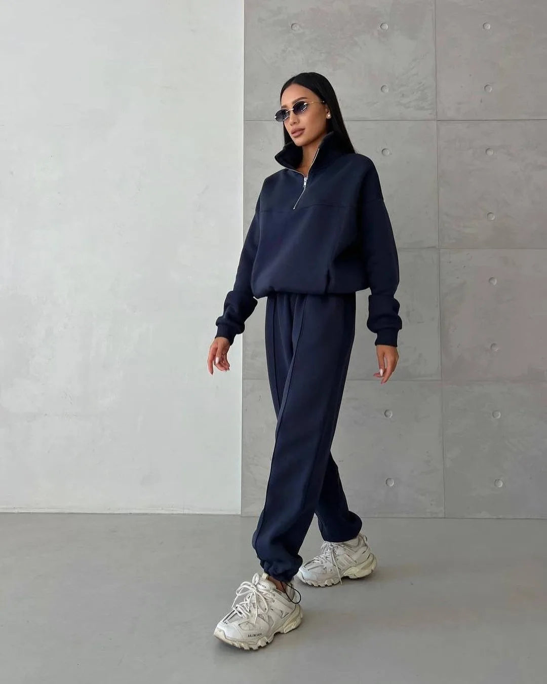 Autumn Women's Tracksuit with Zipper Cotton Oversize White Casual Two Piece Set Women Classic Sports Trouser Suits for Women - Premium from Craftklart.store - Just $26.49! Shop now at Craftklart.store