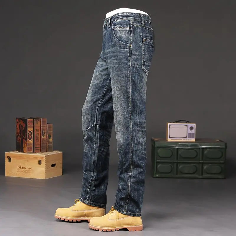 Trousers Vintage Washed Straight Jeans for Men - Premium Jeans from Craftklart Dropship - Just $32.36! Shop now at Craftklart.store