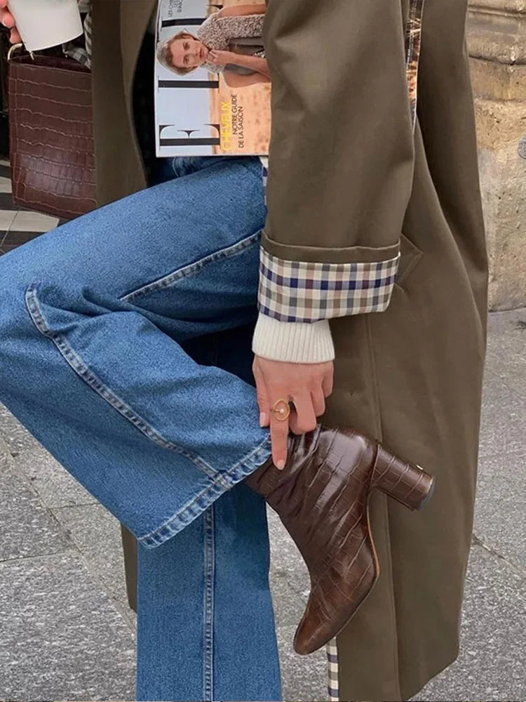 Versatile Long Plaid Sleeve Lining Overcoat - Premium Coat from Craftklart Dropship - Just $30.23! Shop now at Craftklart.store