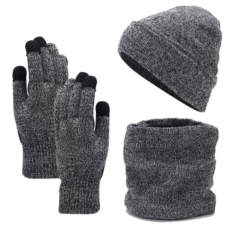 Fashion Trend Knitted Thickened Hat Scarf Glove for Men Set - Craftklart.store